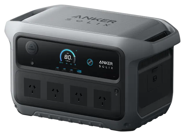 Australian Anker SOLIX C2000 Gen 2 power station with four Type-I AC outlets.