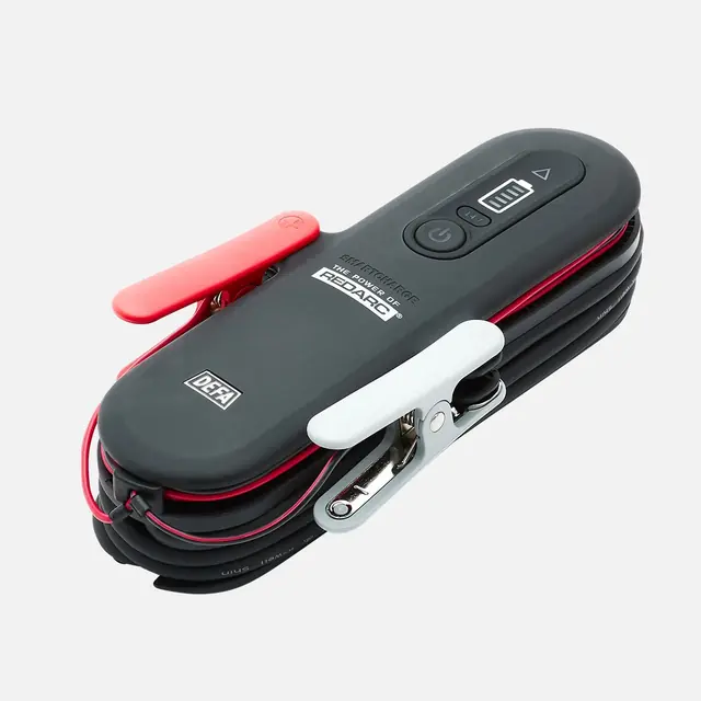 REDARC SBC1204 pictured with battery clamps; supplied leads unconfirmed.