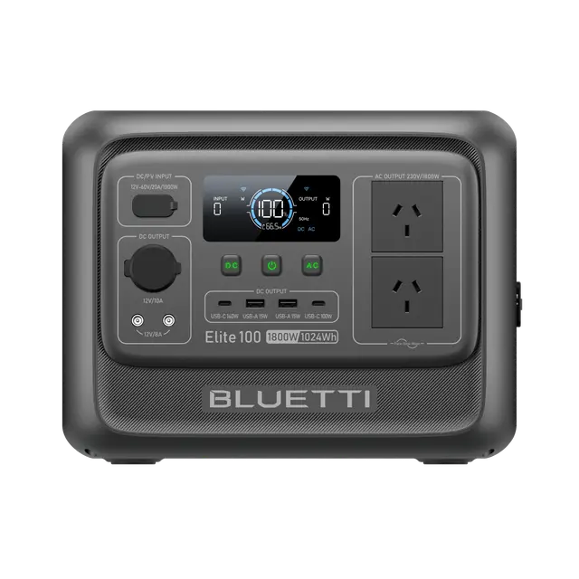 BLUETTI Elite 100 V2 with two Australian AC sockets, front view