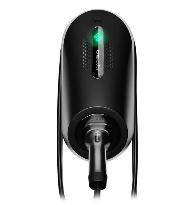 Black myenergi zappi GLO tethered charger pictured on the Australian manufacturer listing.