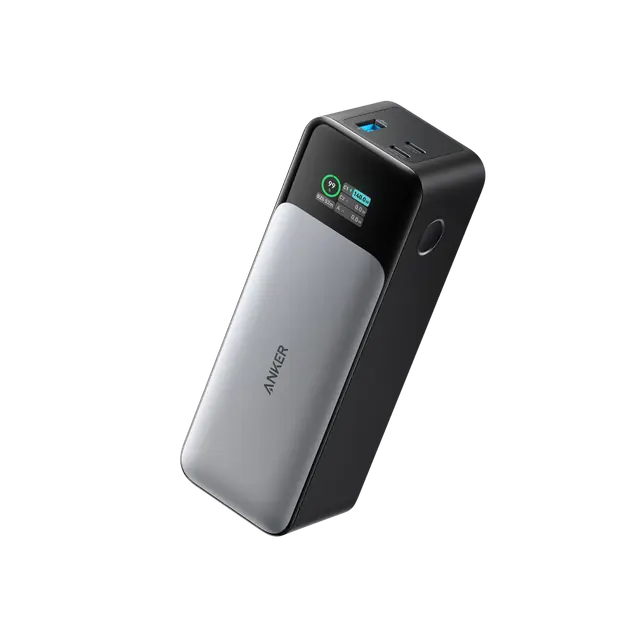 Anker 737 A1289 power bank with its screen and three USB ports